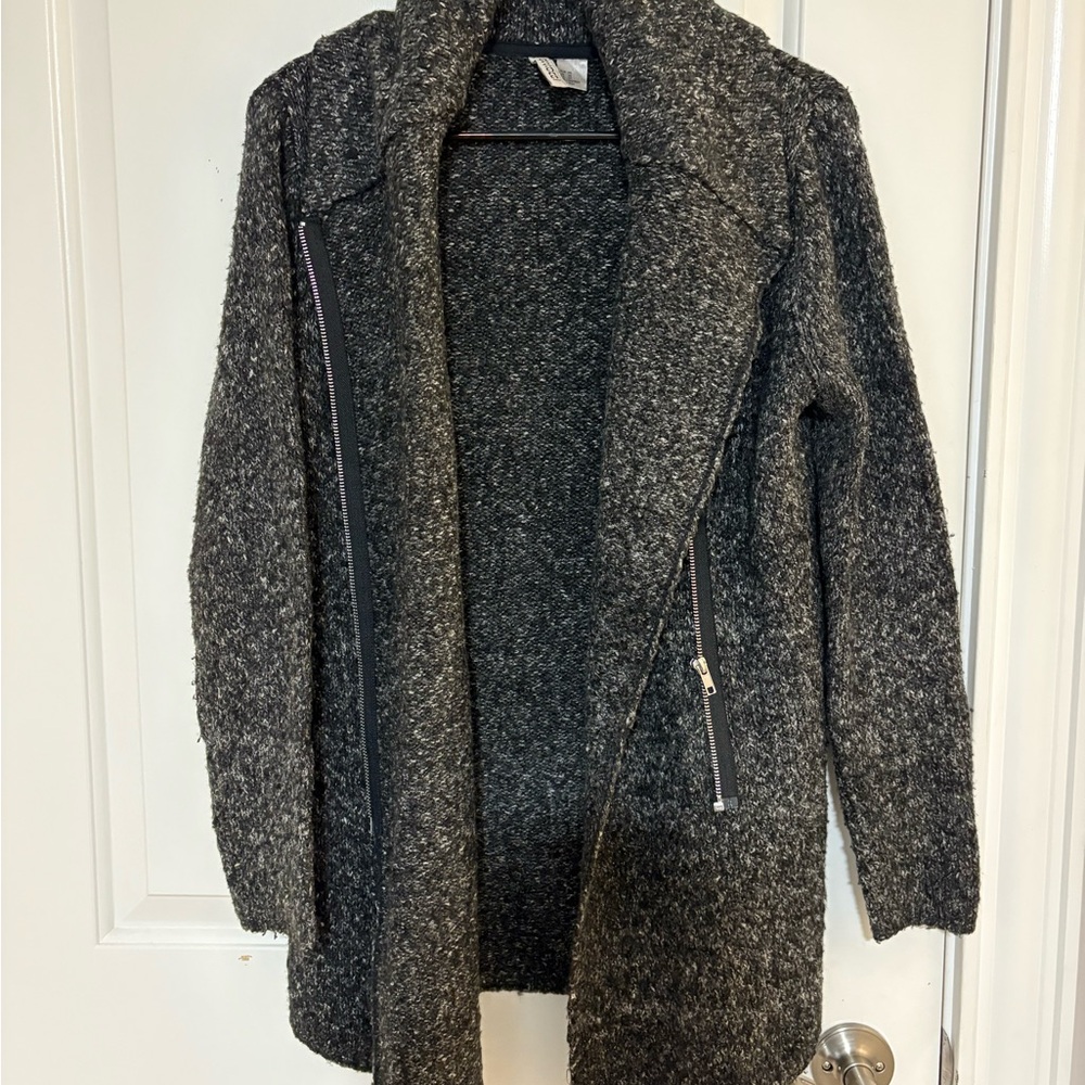 Gray Zipper Cardigan